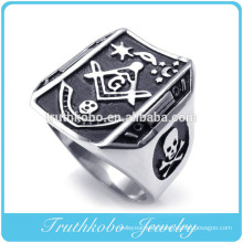 Professional Stainless Steel Jewelry Supplier 2014 Hot Sale Embossed Stamp Freemason Masonic 316L Stainless Steel Band Mens Ring